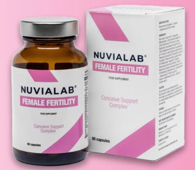 Stress and Fertility: The complete Guide to restoring Balance and Conceiving Naturally 2 NuviaLab Female Fertility bottle and box female fertility supplement