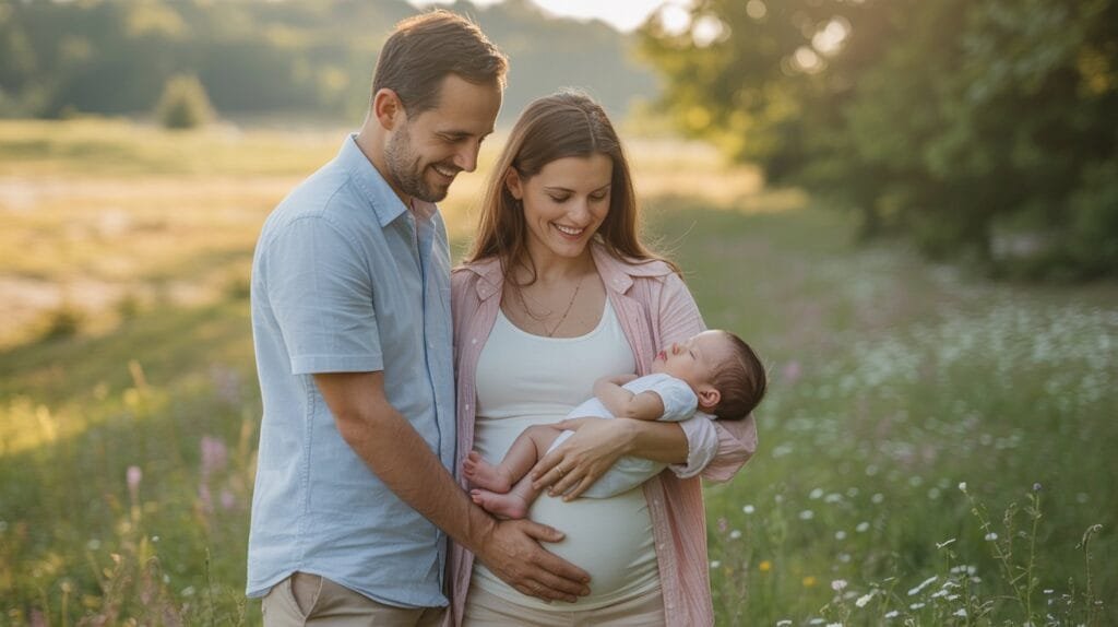 Struggling to Conceive? The natural Guide to boosting your Female Fertility 9 Happy couple with baby symbolizing successful conception
